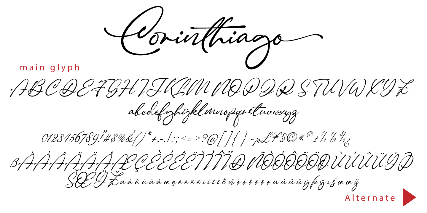 Пример шрифта Corinthiago Regular
